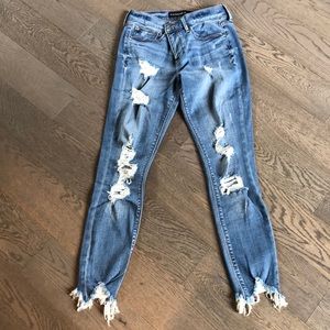 Express Distressed ankle performance stretch jean